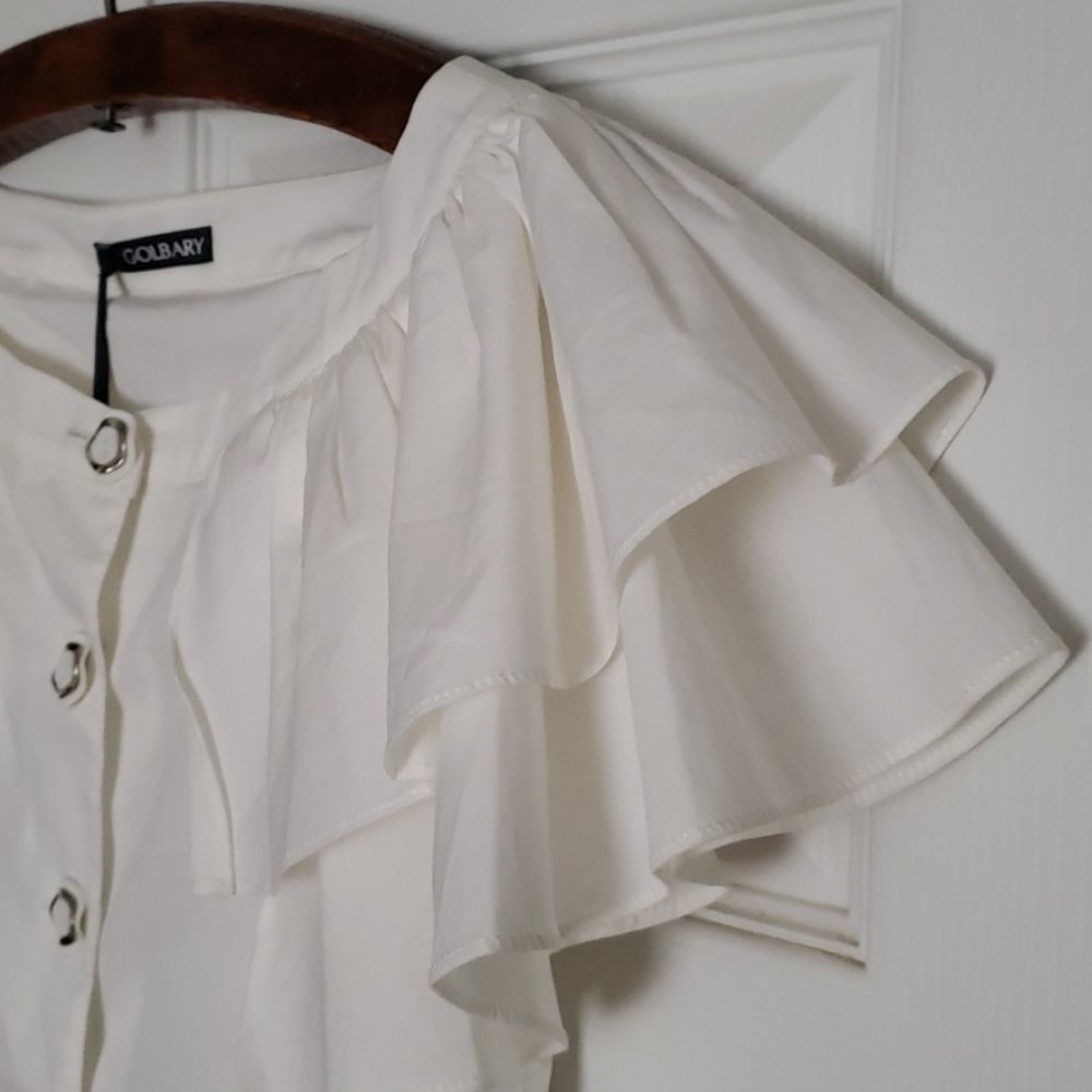 2/$25 GOLBARY flouncy sleeve button blouses